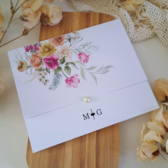 Promoção - Convite de Casamento Barato com Floral Pink