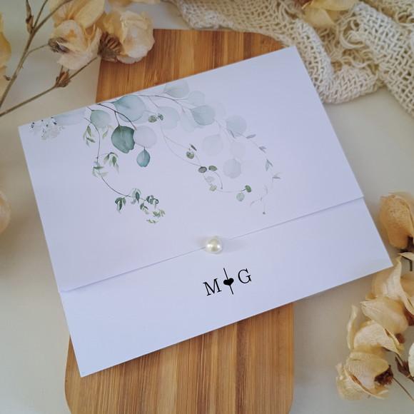 Promoção - Convite de Casamento Barato Folhas Eucalipto