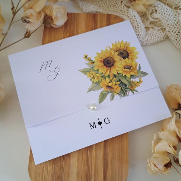 Promoção - Convite de Casamento Barato Girassol Amarelo