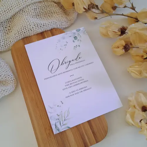 Agradecimento Casamento Folhas Eucalipto | Coleção Bruma