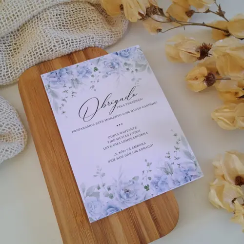 Cartão Agradecimento Casamento Azul Serenity | Coleção Brisa