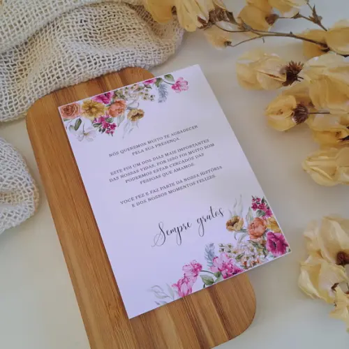 Cartão de Agradecimento Casamento Floral Pink | Coleção Joy!