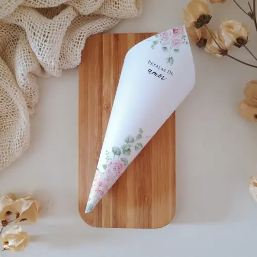Cone para Pétalas Casamento Floral Rosa | Coleção Pétala