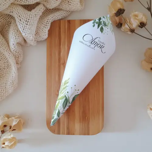 Cone para Pétalas Casamento | Greenery | Coleção Verano