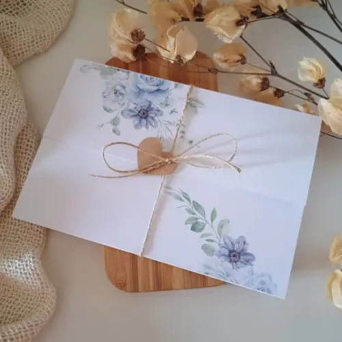 Convite Barato Casamento Azul Serenity | Coleção Brisa