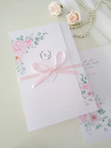 Convite Casamento Floral Rosa | Coleção Pétala