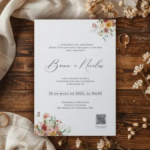 Convite Casamento Boho Kraft e Fita Rústica | Coleção Terra