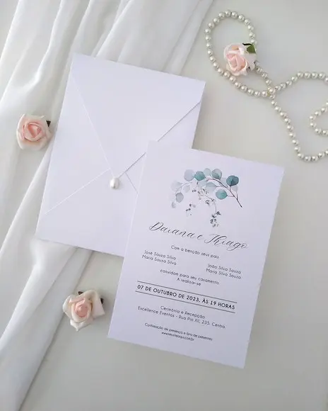 Convite Casamento Folhas Eucalipto | Coleção Bruma