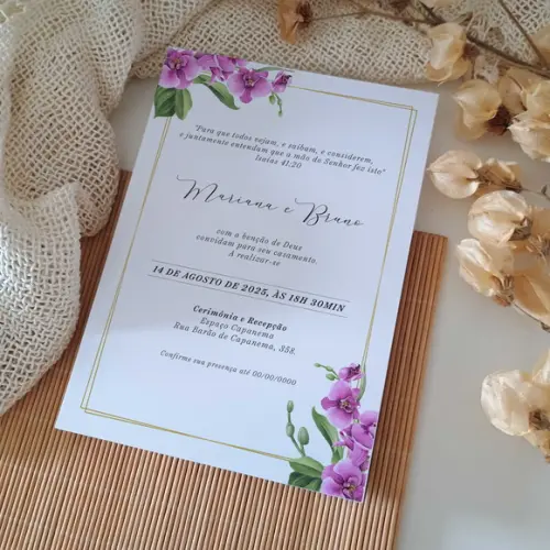 Convite Casamento sem Envelope Fúcsia | Coleção Rubi