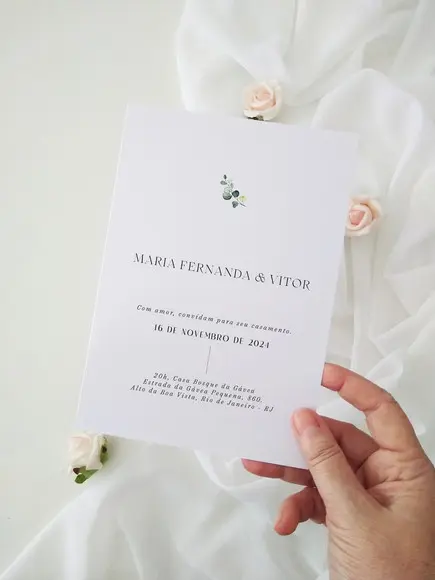 Convite Casamento sem Envelope Eucalipto | Coleção Bruma