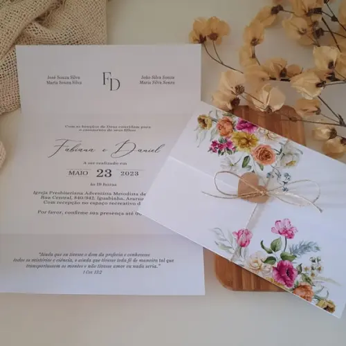 Convite de Casamento Boho Rosa Pink