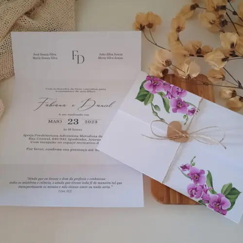 Convite de Casamento Barato | Orquidea Fúcsia | Coleção Rubi