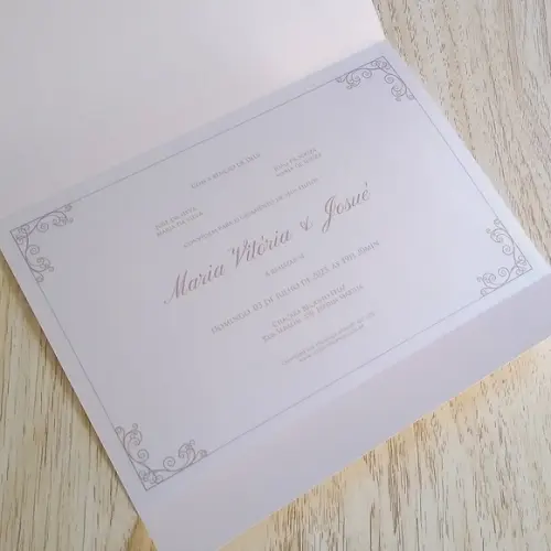 Convite de Casamento Clássico Tradicional Branco Perolado