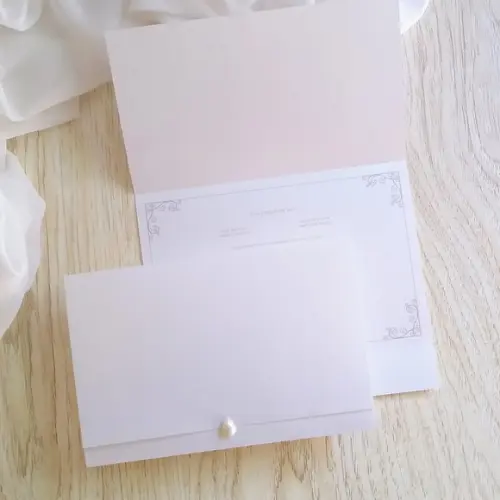Convite de Casamento Clássico Tradicional Branco Perolado