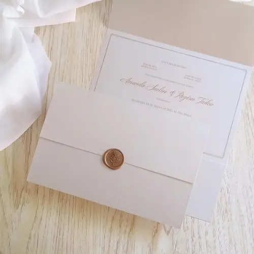 Convite de Casamento Clássico Tradicional Perolado