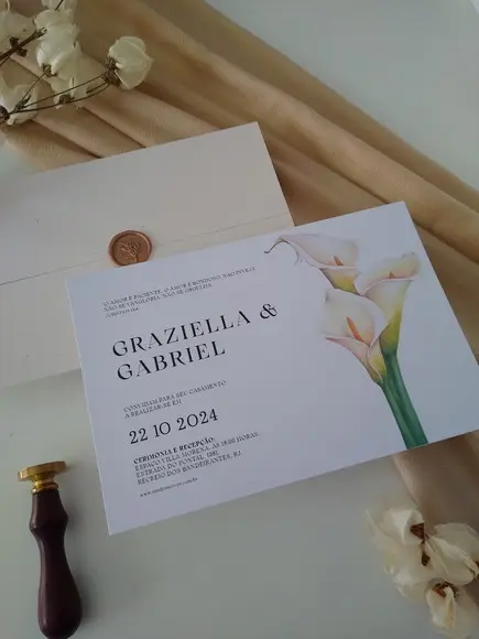Convite de Casamento Copo de Leite Lírio