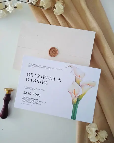 Convite de Casamento Copo de Leite Lírio