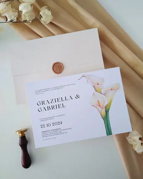 Convite de Casamento Copo de Leite Lírio