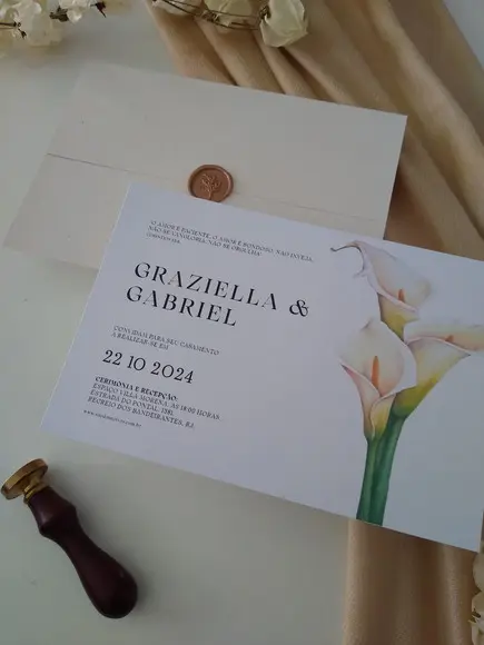 Convite de Casamento Copo de Leite Lírio
