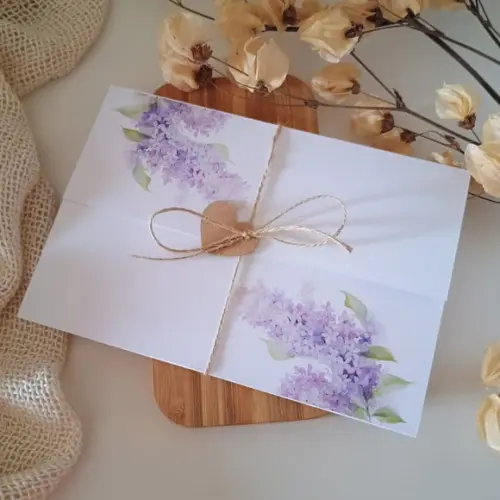 Convite de Casamento Floral Lavanda