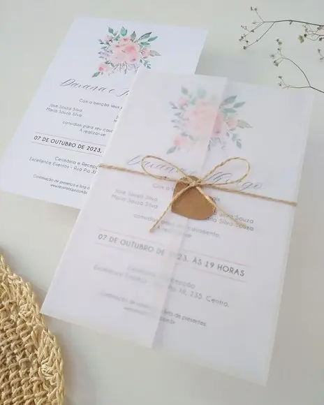 Convite de Casamento Floral Rosa e Lilás