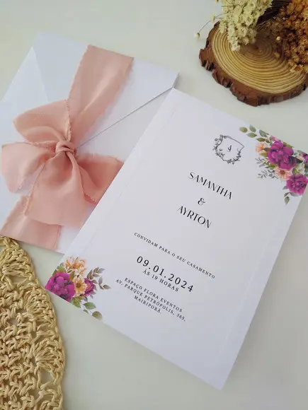 Convite de Casamento Fúcsia