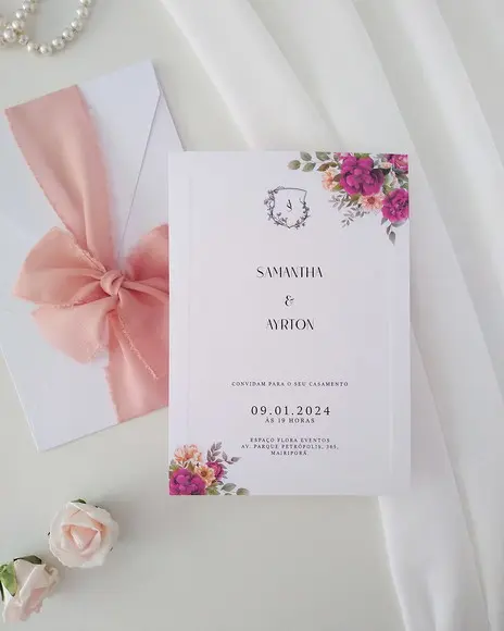 Convite de Casamento Rústico Fúcsia