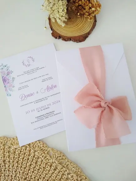 Convite de Casamento Rústico Lilás