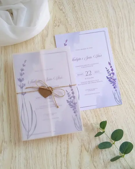Convite de Casamento Rústico Lavanda