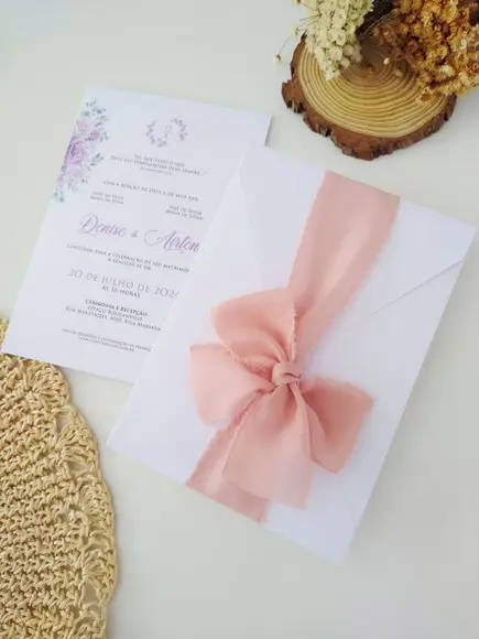Convite de Casamento Rústico Lilás