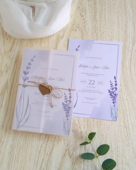 Convite de Casamento Rústico Lavanda