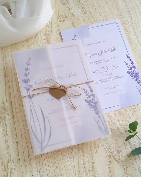 Convite de Casamento Rústico Lavanda