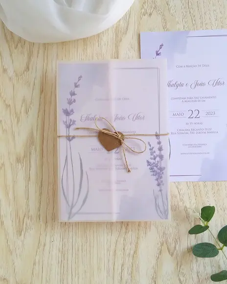Convite de Casamento Rústico Lavanda