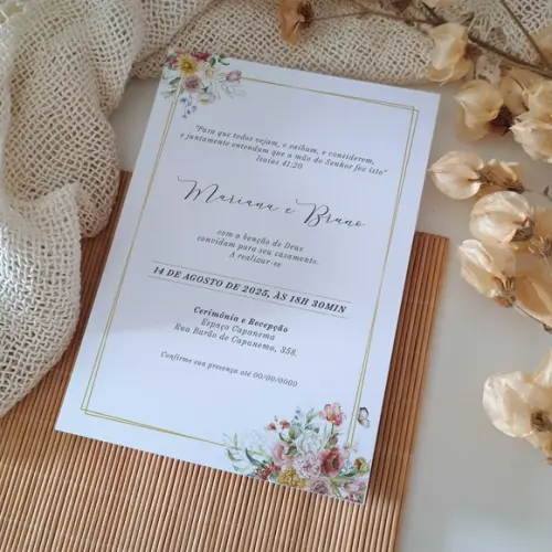 Convite de Casamento sem Envelope Estilo Boho Chic