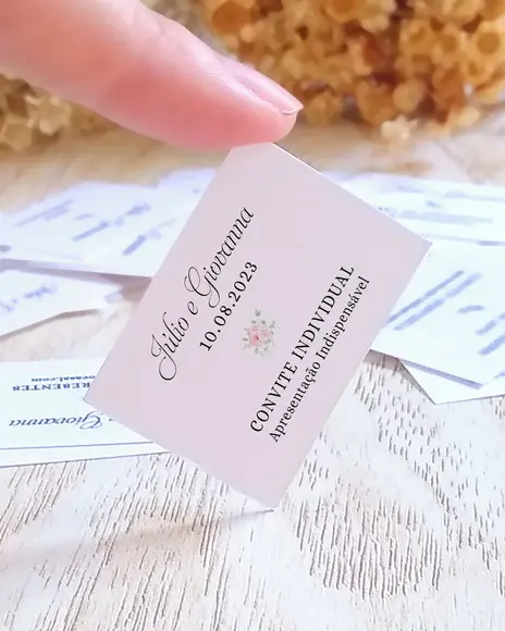 Convite Individual Casamento | Floral Rosa | Coleção Pétala