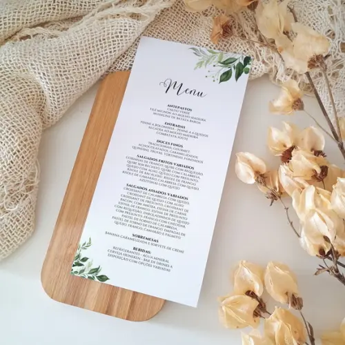Menu Casamento Folhagens | Greenery | Coleção Verano