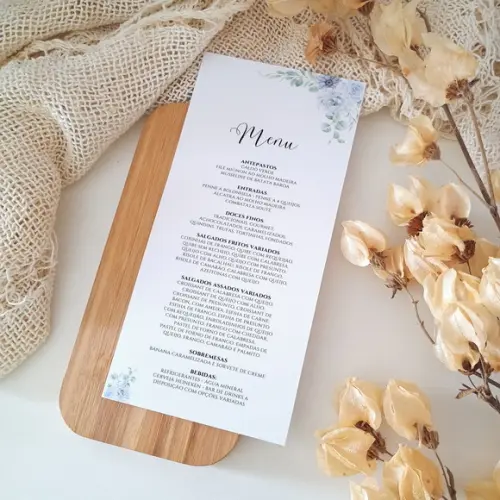 Menu para Casamento Azul Serenity | Coleção Brisa