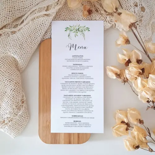 Menu para Casamento Folhas Verdes | Coleção Oliva