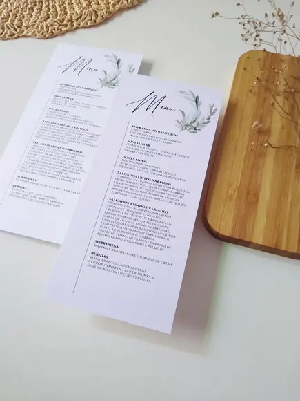 Menu para Casamento Folhas Verdes | Coleção Oliva