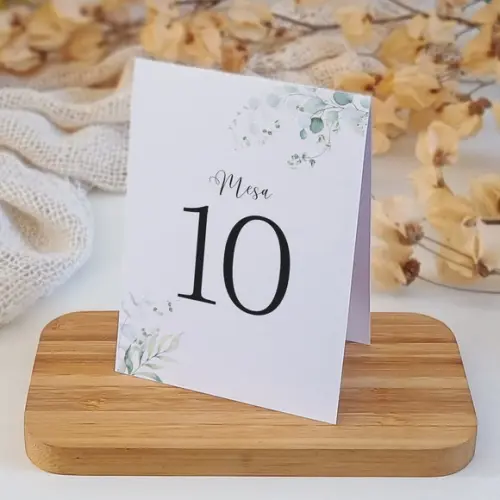 Número de Mesa com Agradecimento | Folhas | Coleção Bruma