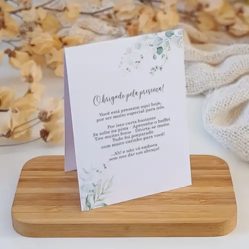 Número de Mesa com Agradecimento | Folhas | Coleção Bruma