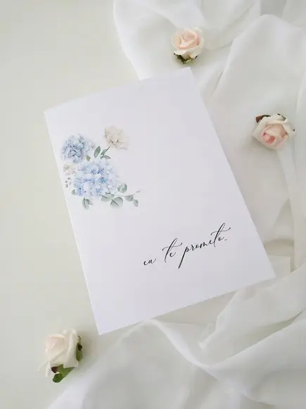 Par de Cadernos de Votos para Casamento Floral Aquarela