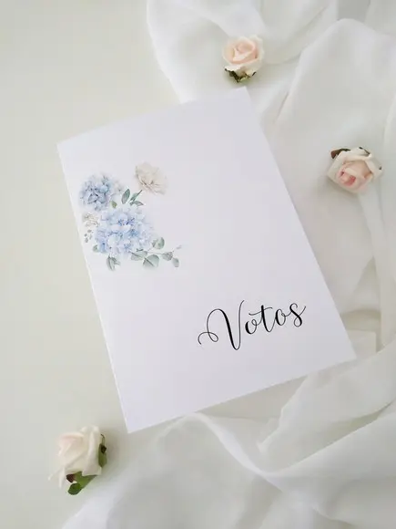 Par de Cadernos de Votos para Casamento Floral Aquarela