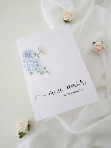 Par de Cadernos de Votos para Casamento Floral Aquarela