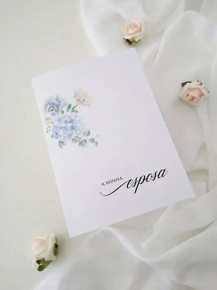 Par de Cadernos de Votos para Casamento Floral Aquarela