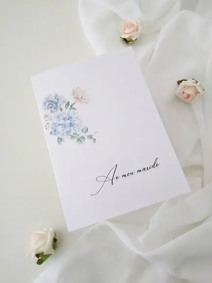 Par de Cadernos de Votos para Casamento Floral Aquarela