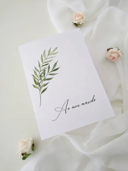 Par de Cadernos de Votos para Casamento Folhas Minimalista