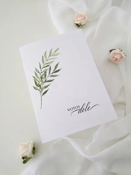 Par de Cadernos de Votos para Casamento Folhas Minimalista