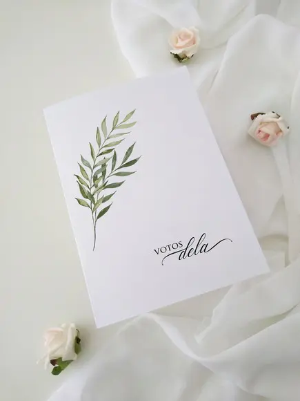 Par de Cadernos de Votos para Casamento Folhas Minimalista