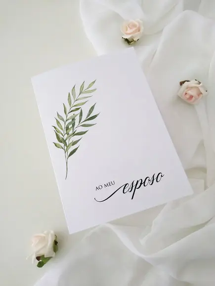 Par de Cadernos de Votos para Casamento Folhas Minimalista